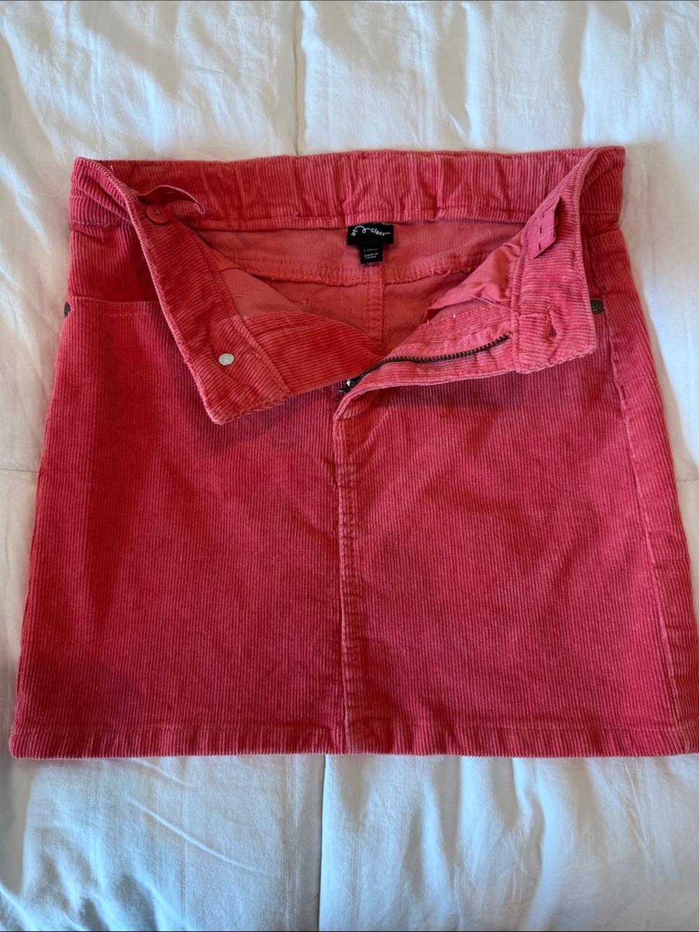 art class Coral-Red Corduroy Mini Skirt
